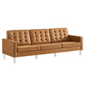 Loft Tufted Vegan Leather Sofa - Silver Tan