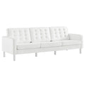 Loft Tufted Vegan Leather Sofa - Silver White