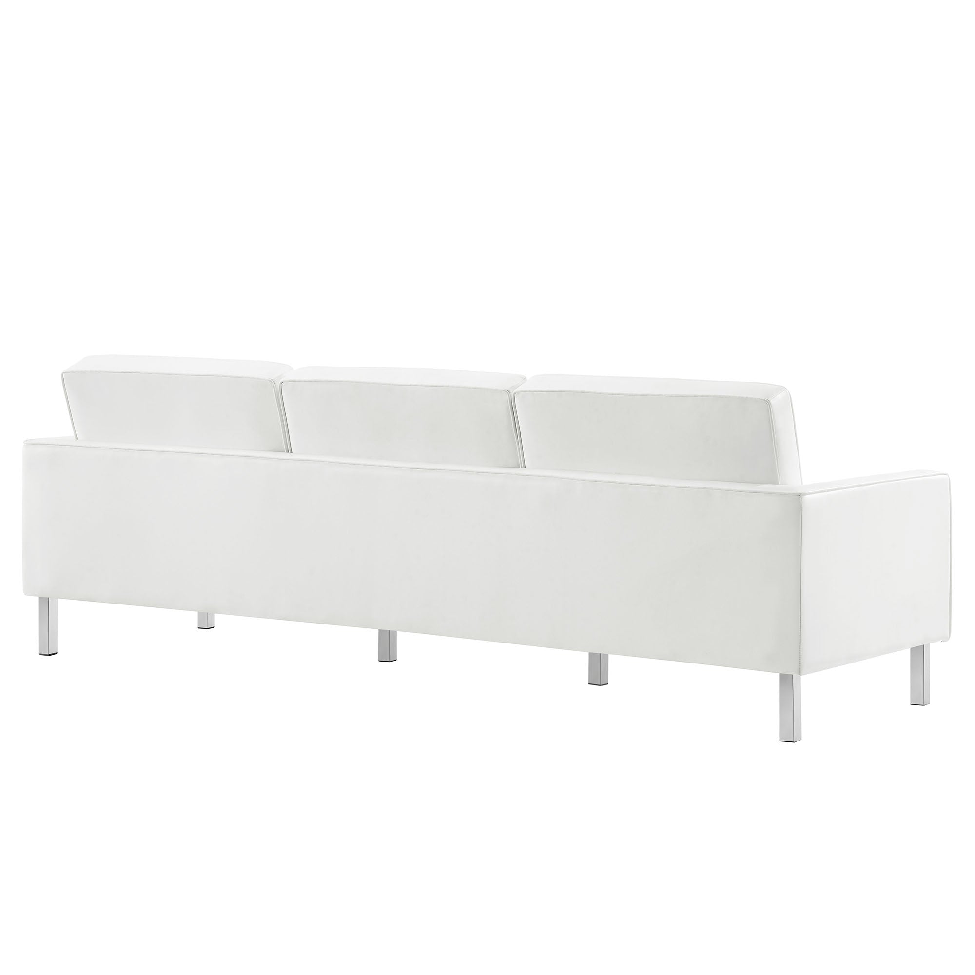 Loft Tufted Vegan Leather Sofa - Silver White