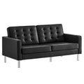 Loft Tufted Vegan Leather Loveseat - Silver Black
