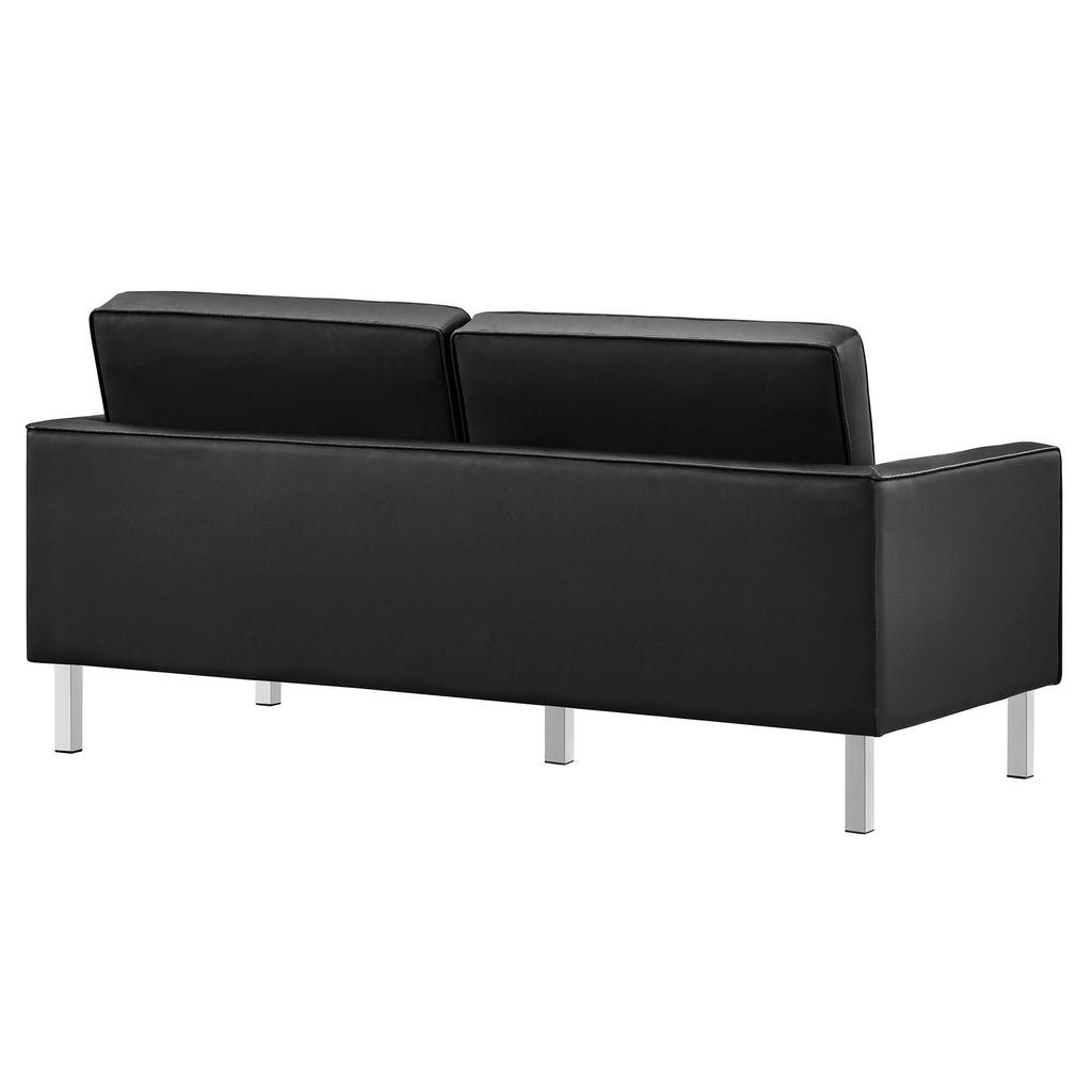 Loft Tufted Vegan Leather Loveseat - Silver Black