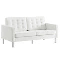 Loft Tufted Vegan Leather Loveseat - Silver White