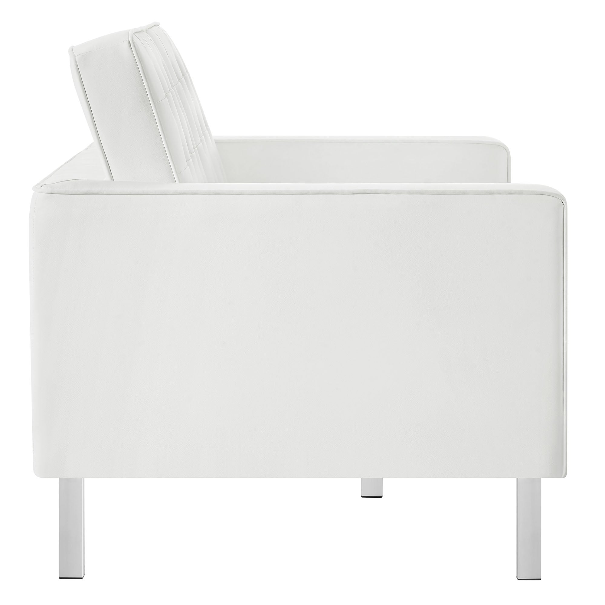 Loft Tufted Vegan Leather Loveseat - Silver White