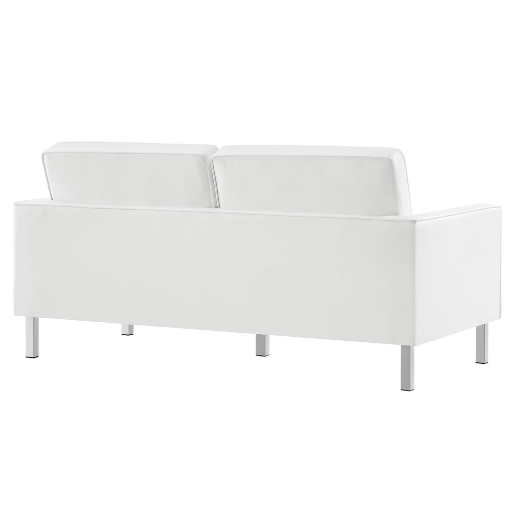 Loft Tufted Vegan Leather Loveseat - Silver White