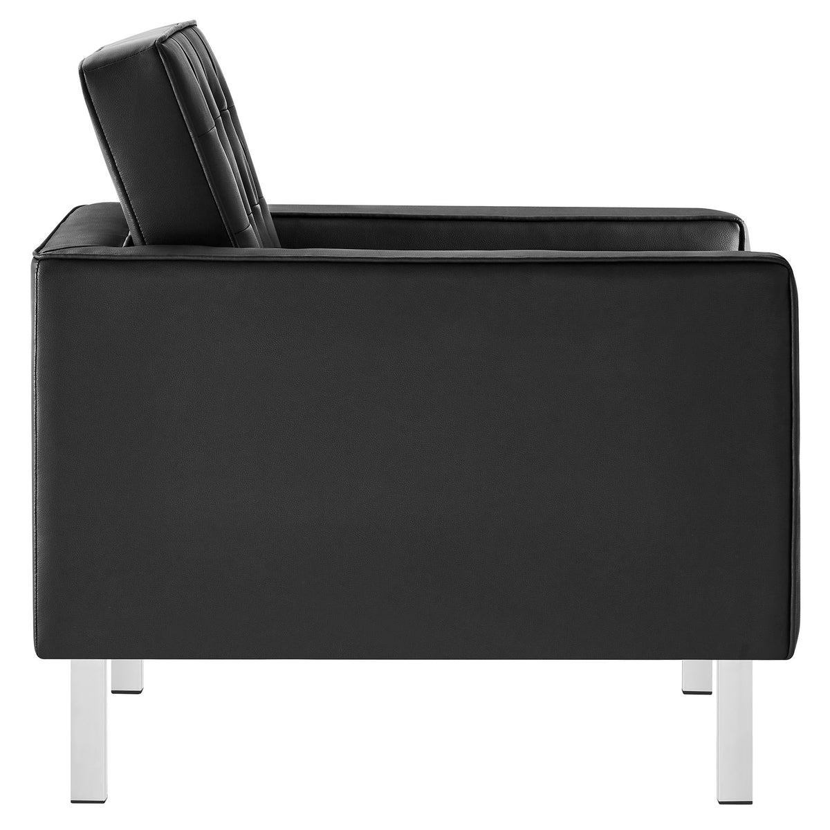 Loft Tufted Vegan Leather Armchair - Silver Black
