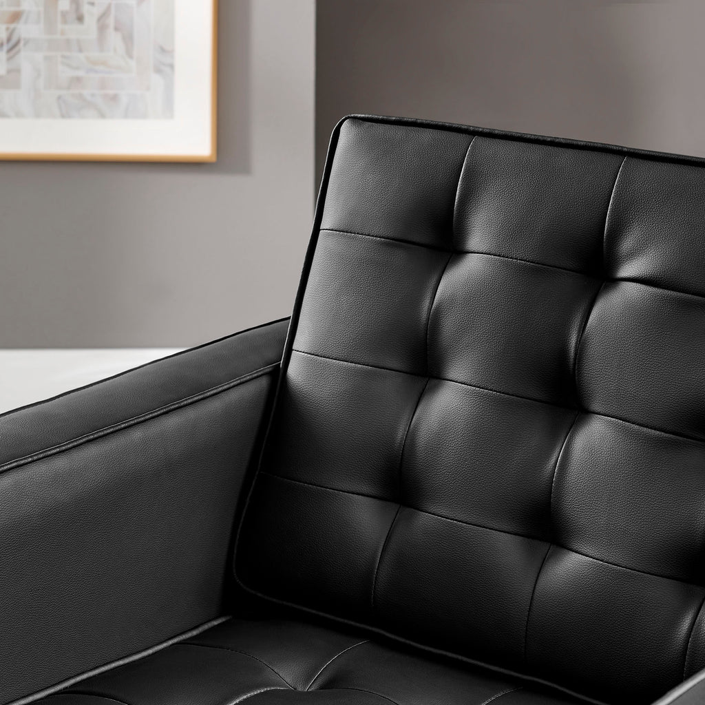 Loft Tufted Vegan Leather Armchair - Silver Black