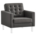 Loft Tufted Vegan Leather Armchair - Silver Gray
