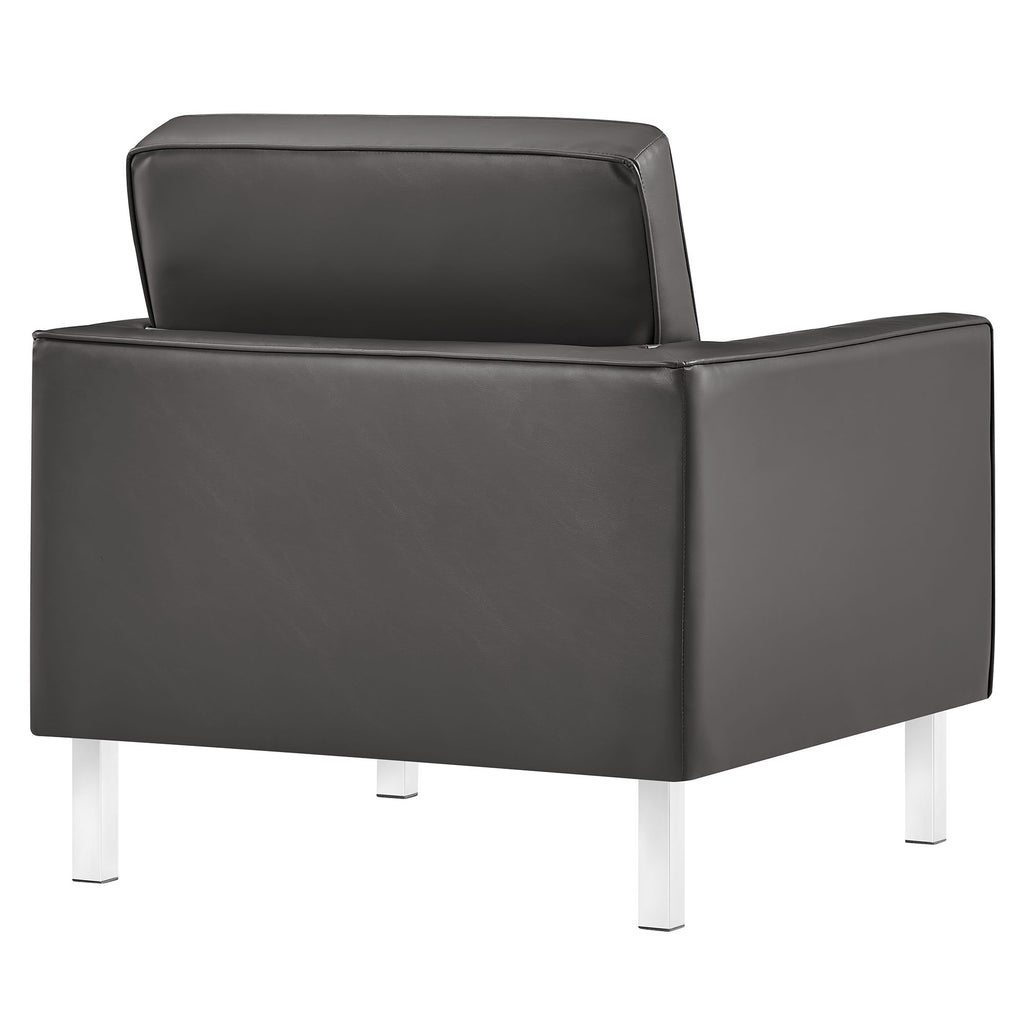 Loft Tufted Vegan Leather Armchair - Silver Gray