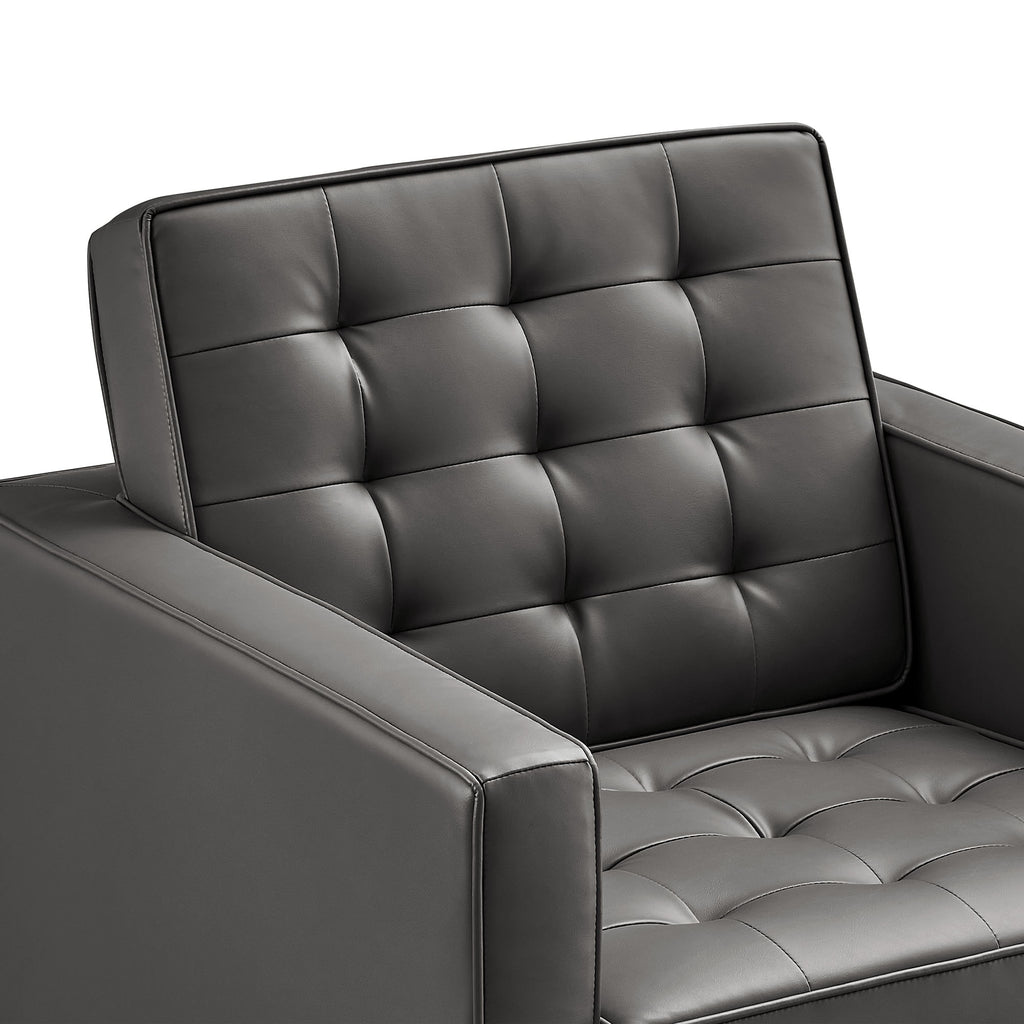 Loft Tufted Vegan Leather Armchair - Silver Gray