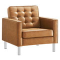Loft Tufted Vegan Leather Armchair - Silver Tan