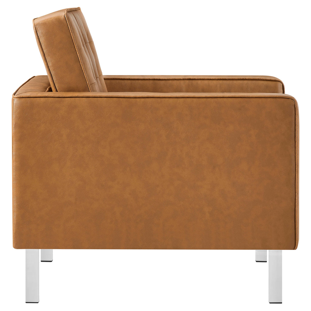 Loft Tufted Vegan Leather Armchair - Silver Tan