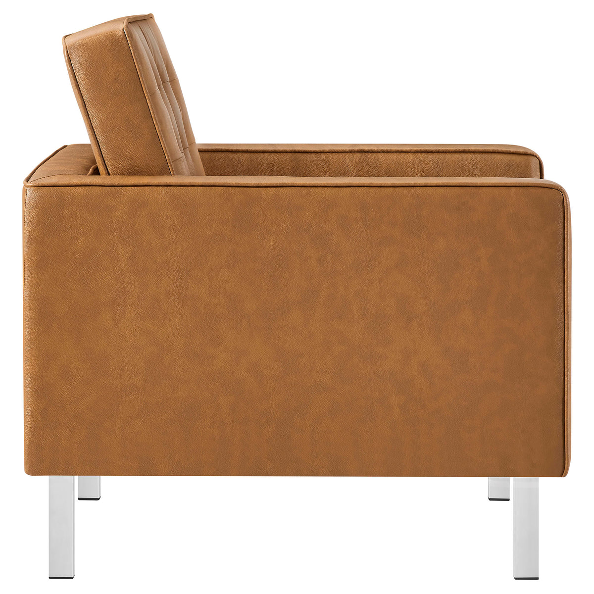 Loft Tufted Vegan Leather Armchair - Silver Tan