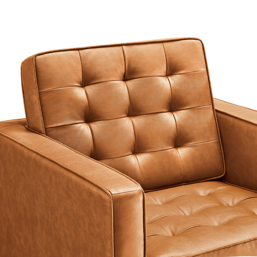Loft Tufted Vegan Leather Armchair - Silver Tan