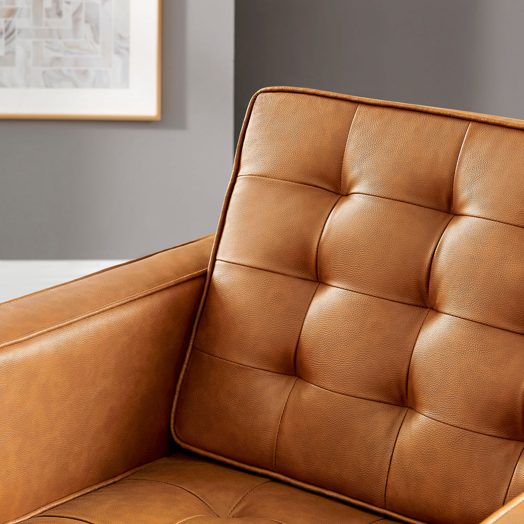 Loft Tufted Vegan Leather Armchair - Silver Tan