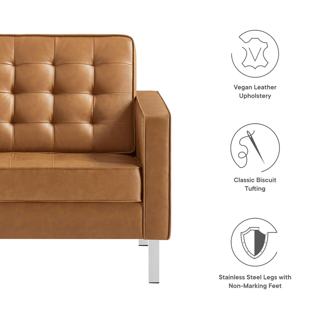 Loft Tufted Vegan Leather Armchair - Silver Tan