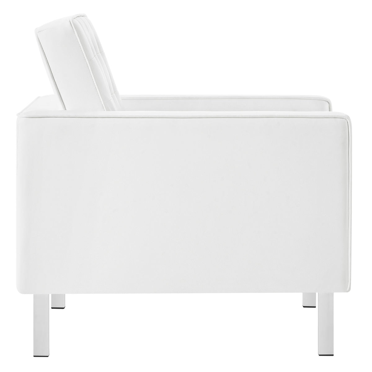 Loft Tufted Vegan Leather Armchair - Silver White