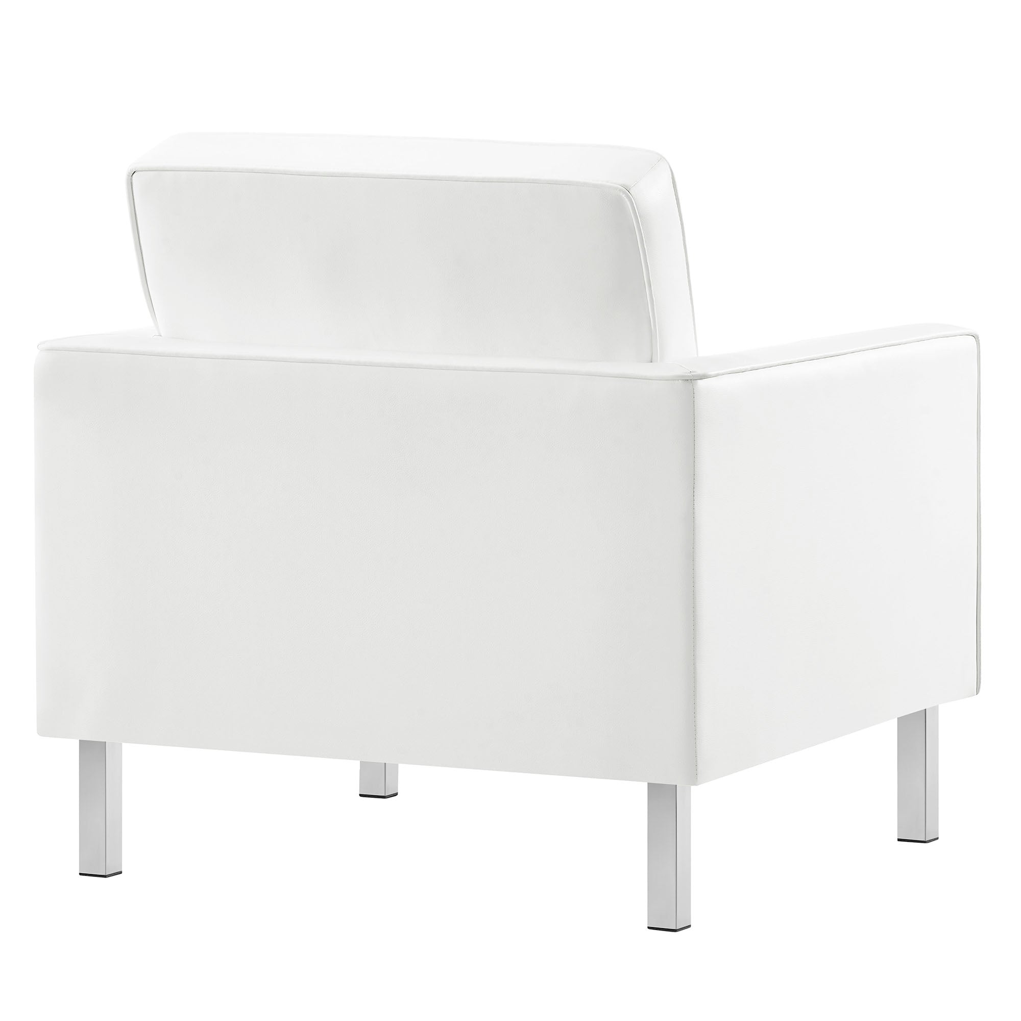 Loft Tufted Vegan Leather Armchair - Silver White
