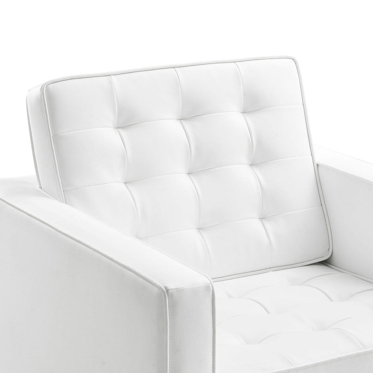 Loft Tufted Vegan Leather Armchair - Silver White