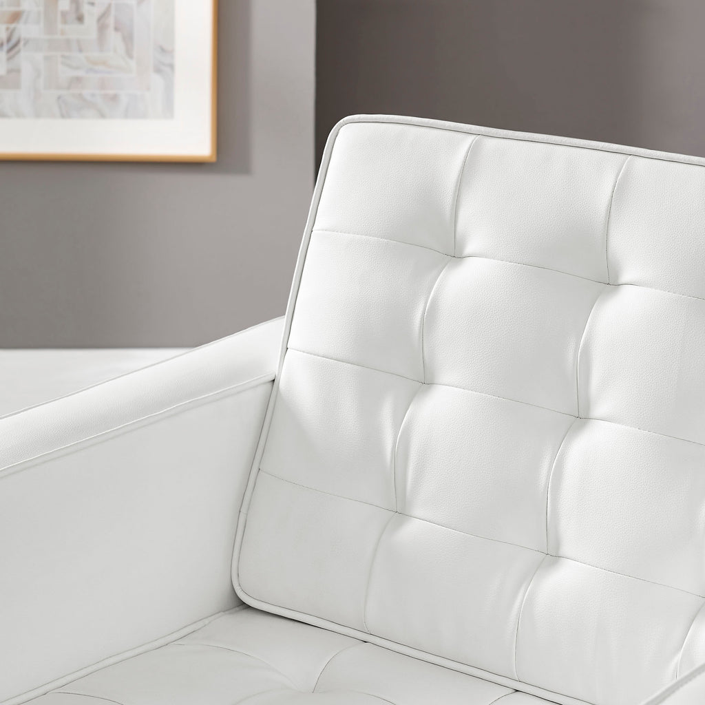 Loft Tufted Vegan Leather Armchair - Silver White
