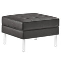 Loft Tufted Vegan Leather Ottoman - Silver Gray