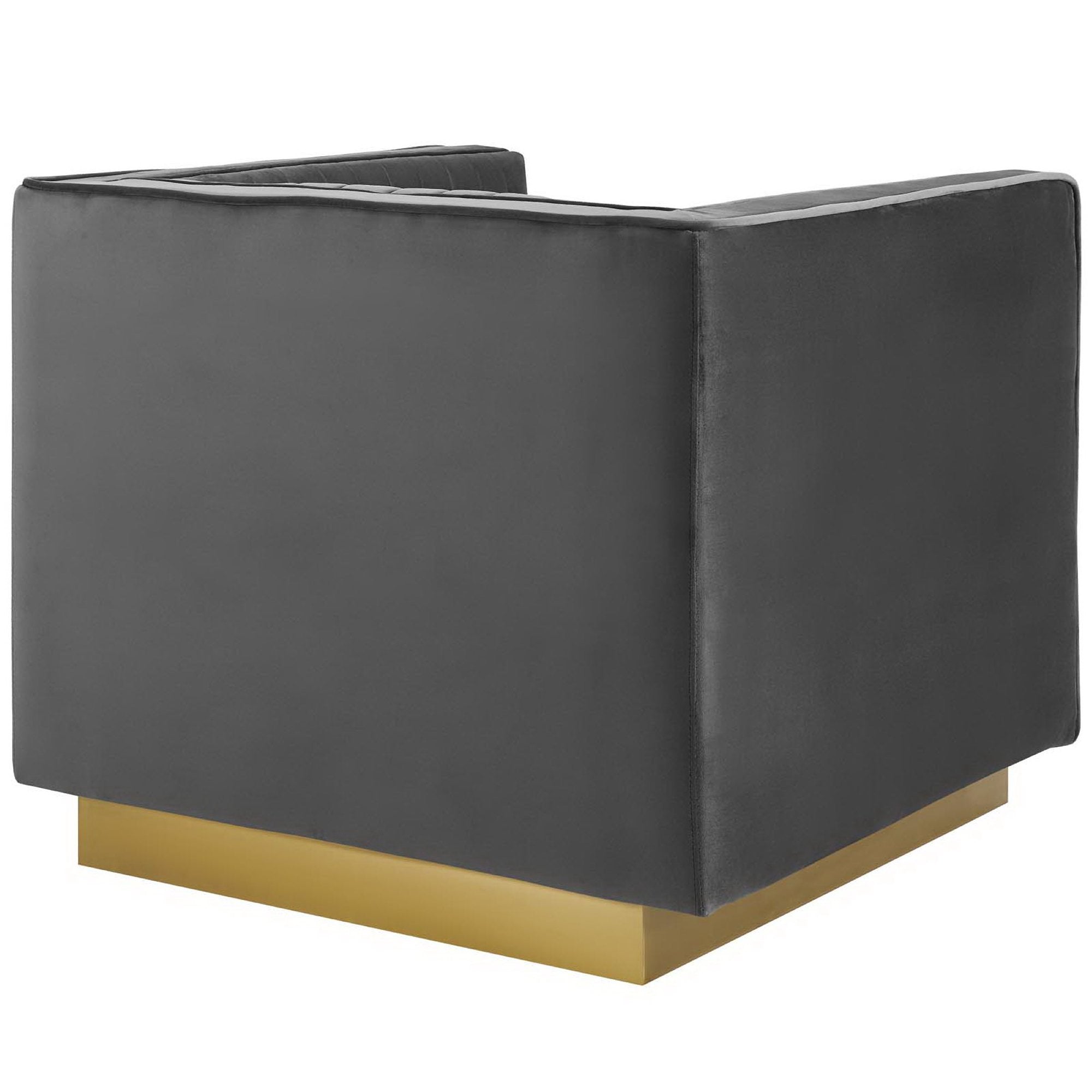 Sanguine Vertical Channel Tufted Accent Performance Velvet Armchair - Gray