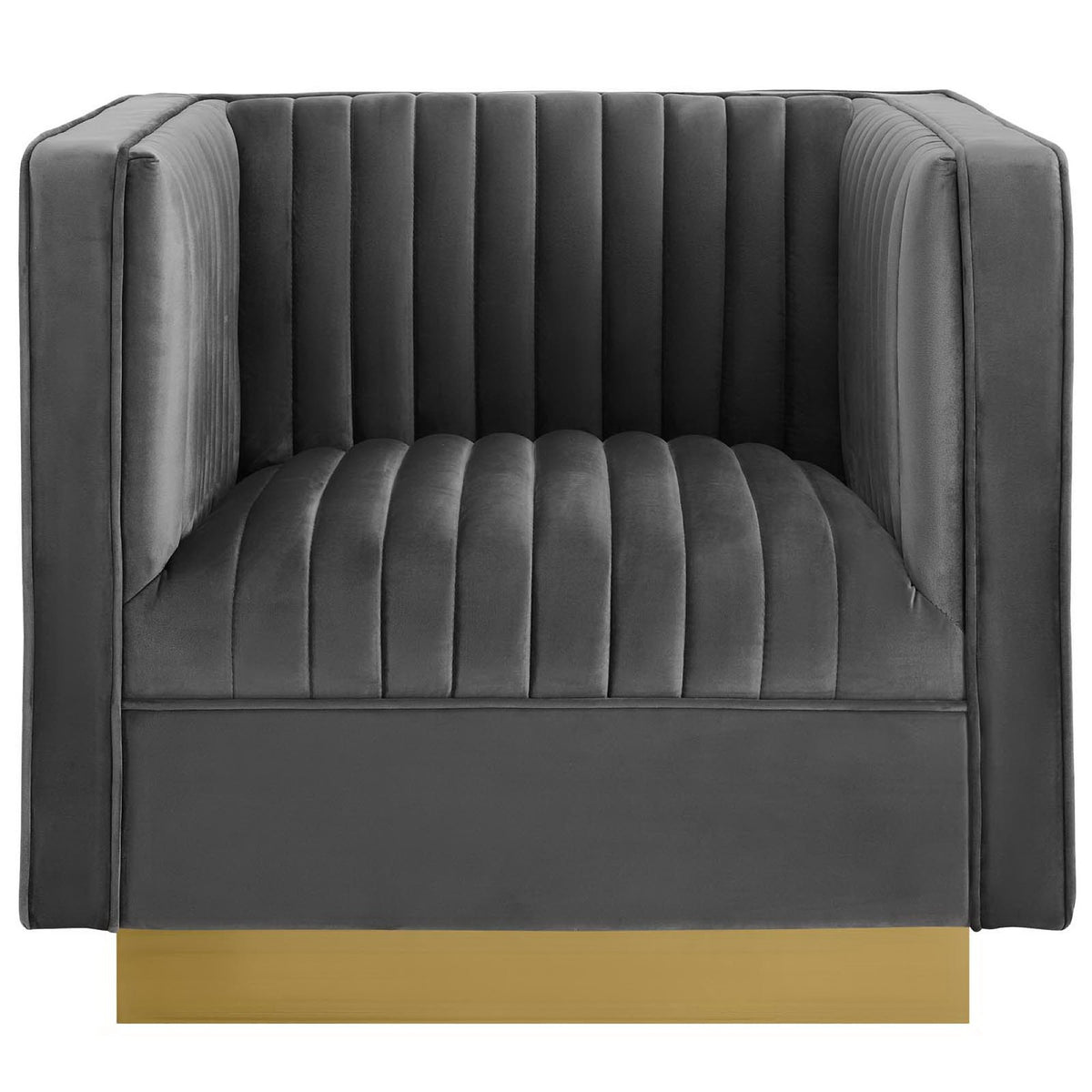 Sanguine Vertical Channel Tufted Accent Performance Velvet Armchair - Gray