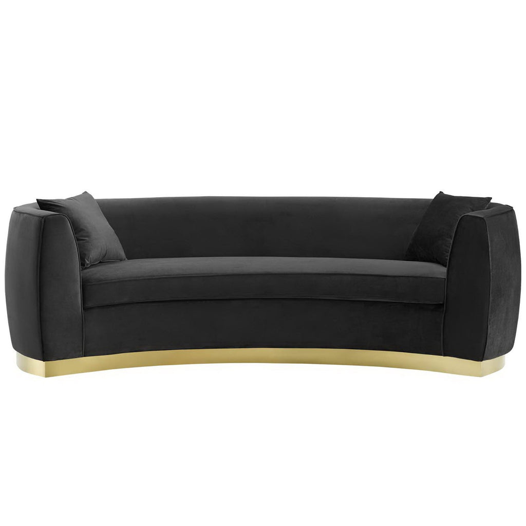 Resolute Curved Performance Velvet Sofa - Black