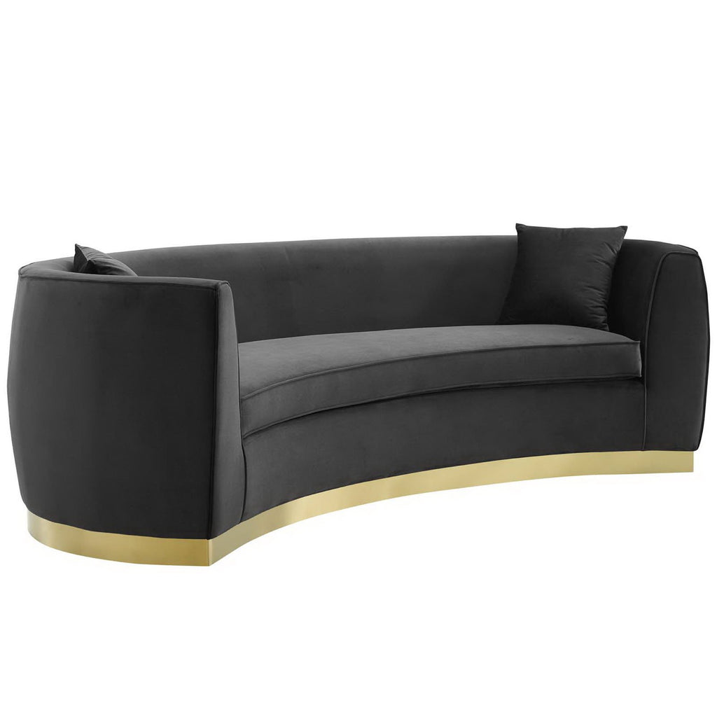Resolute Curved Performance Velvet Sofa - Black