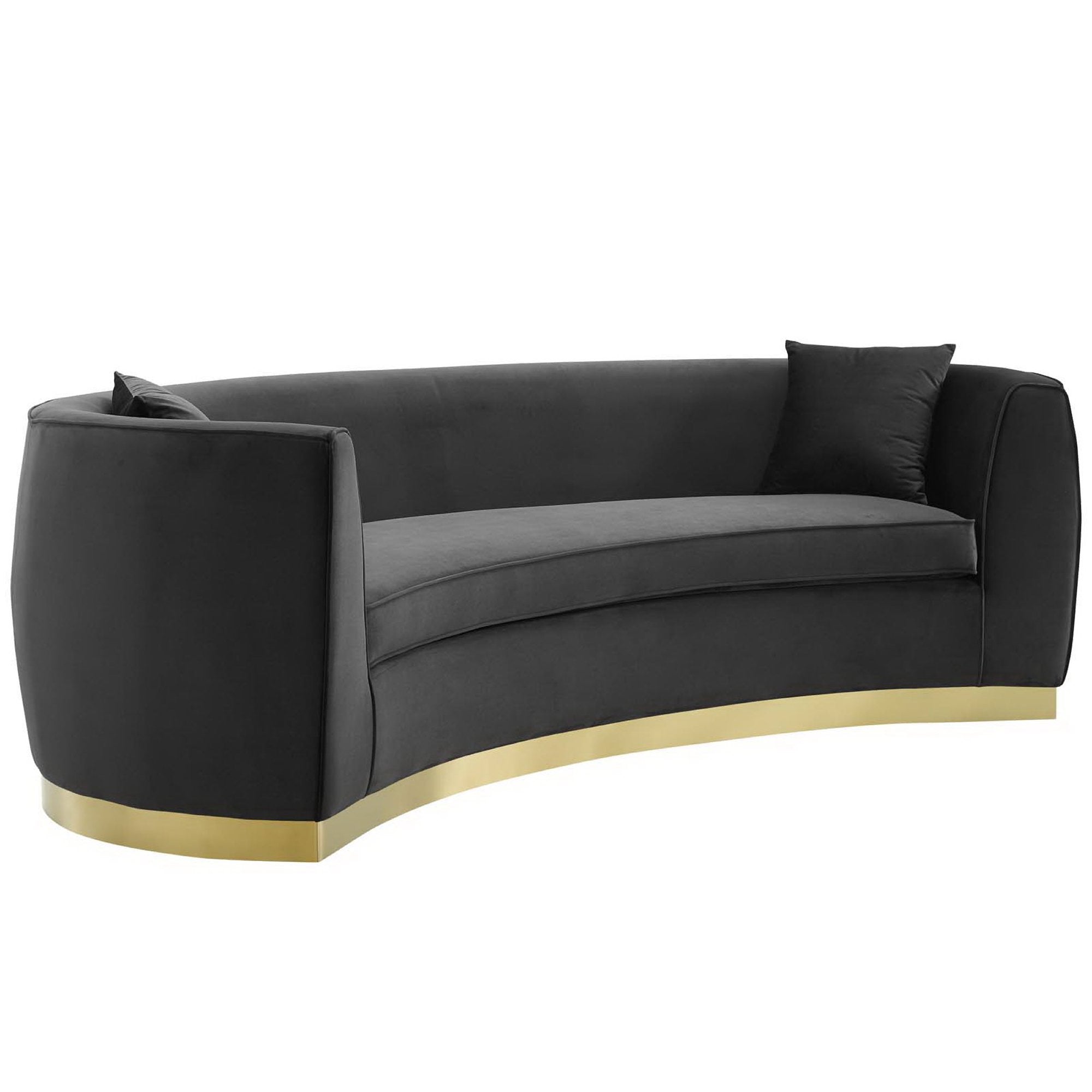 Resolute Curved Performance Velvet Sofa - Black
