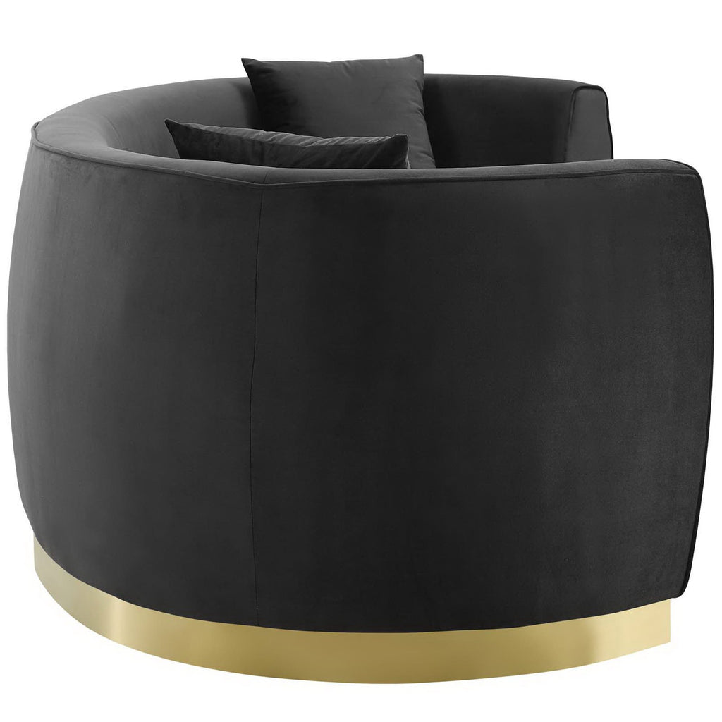 Resolute Curved Performance Velvet Sofa - Black