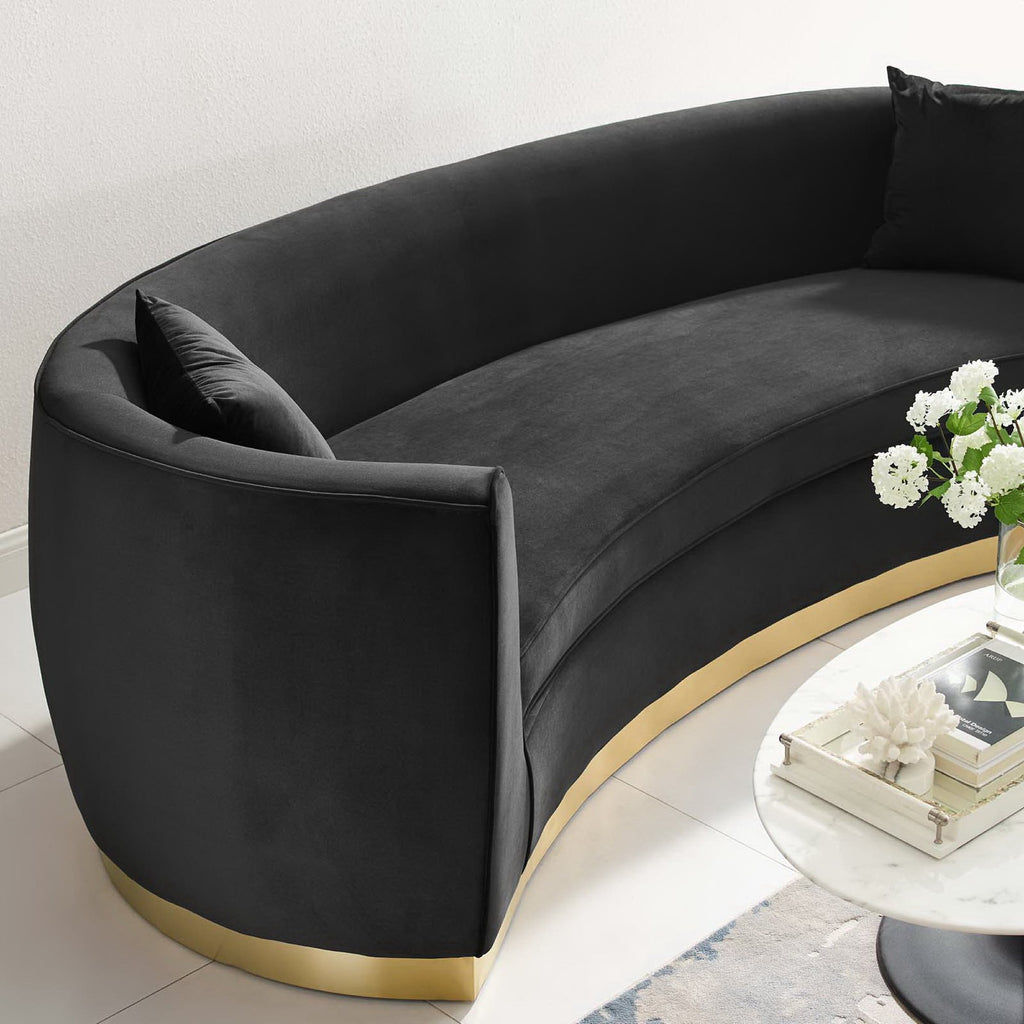 Resolute Curved Performance Velvet Sofa - Black
