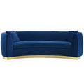 Resolute Curved Performance Velvet Sofa - Navy
