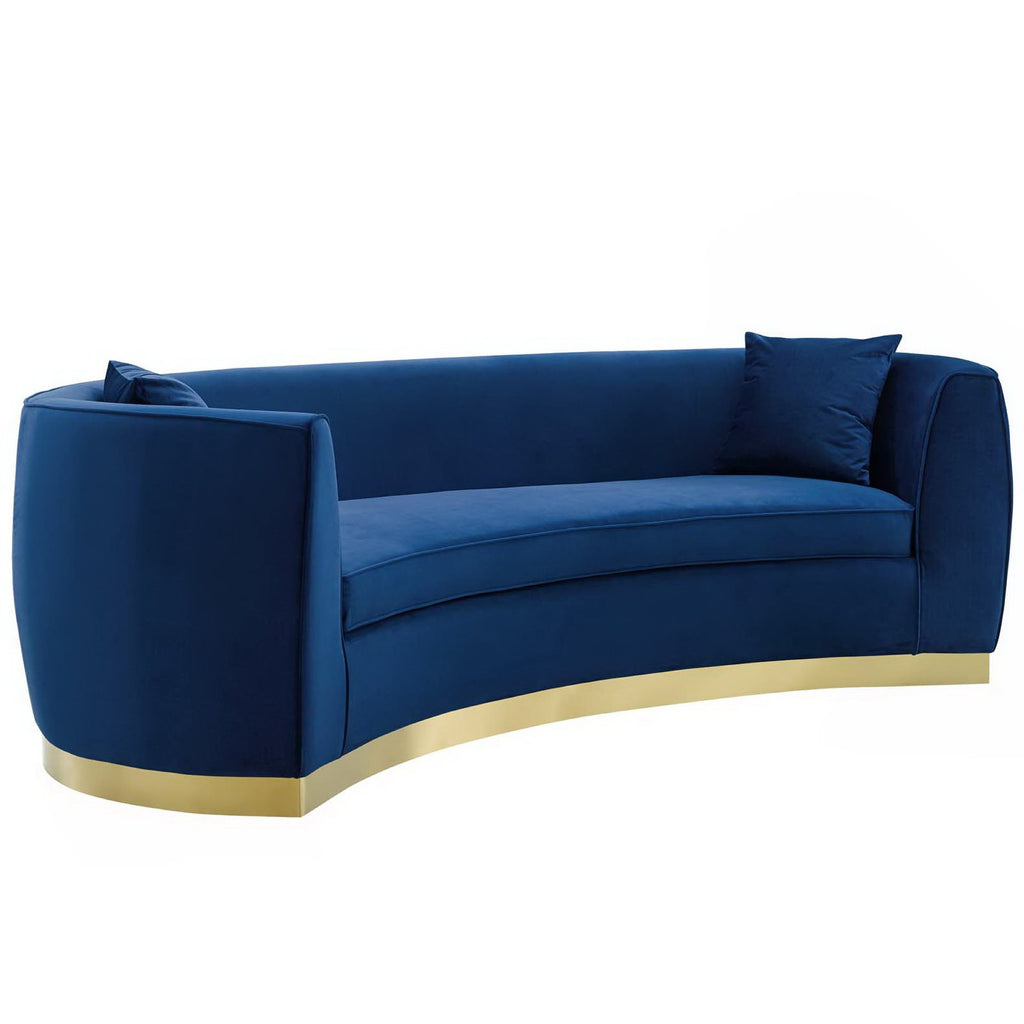 Resolute Curved Performance Velvet Sofa - Navy