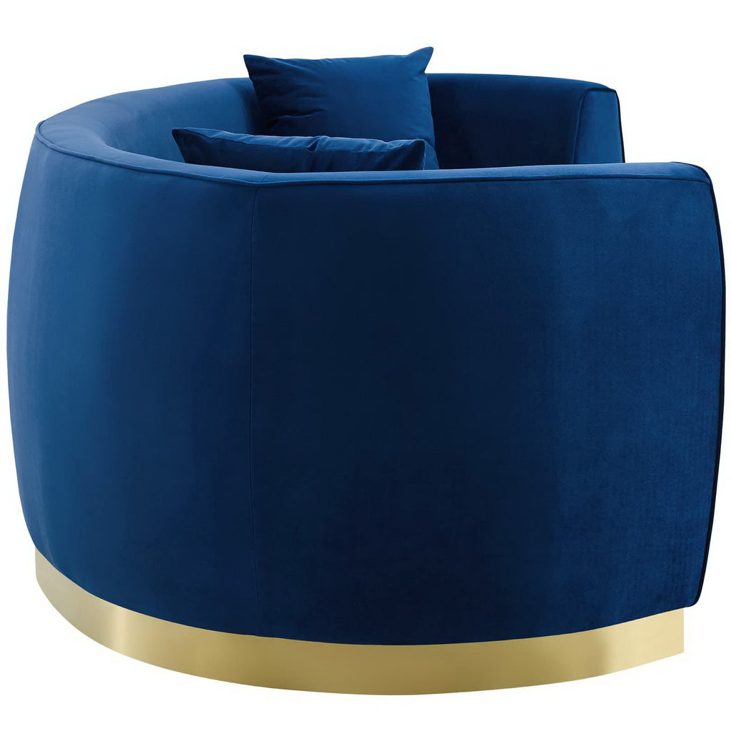 Resolute Curved Performance Velvet Sofa - Navy