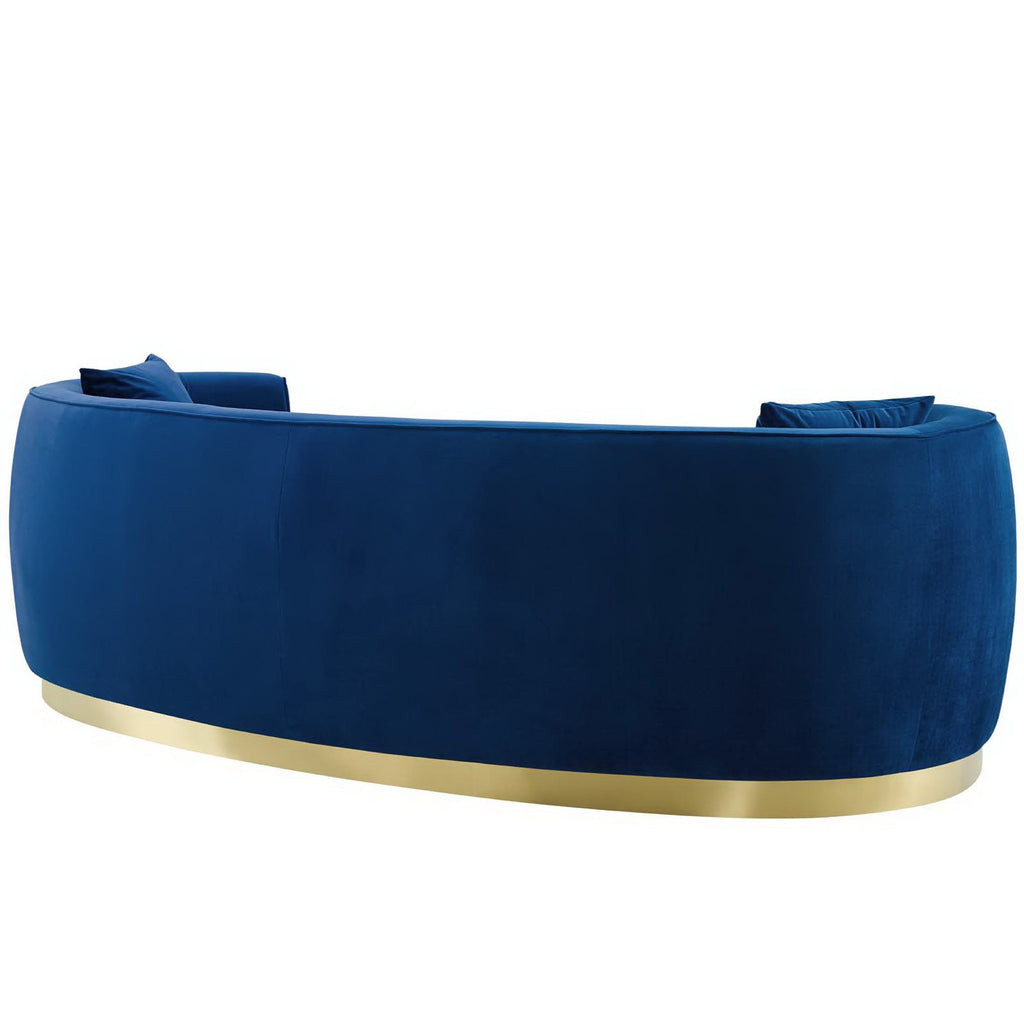 Resolute Curved Performance Velvet Sofa - Navy