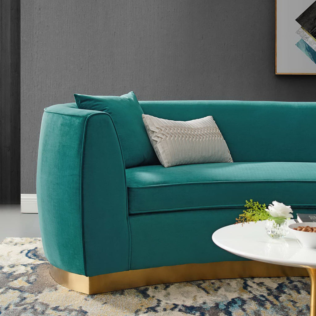 Resolute Curved Performance Velvet Sofa - Teal