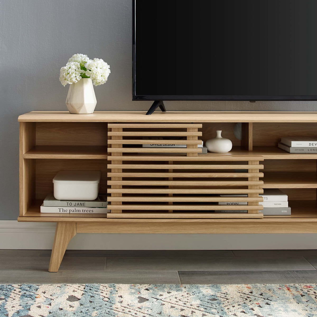 Render 71" Media Console TV Stand - Oak