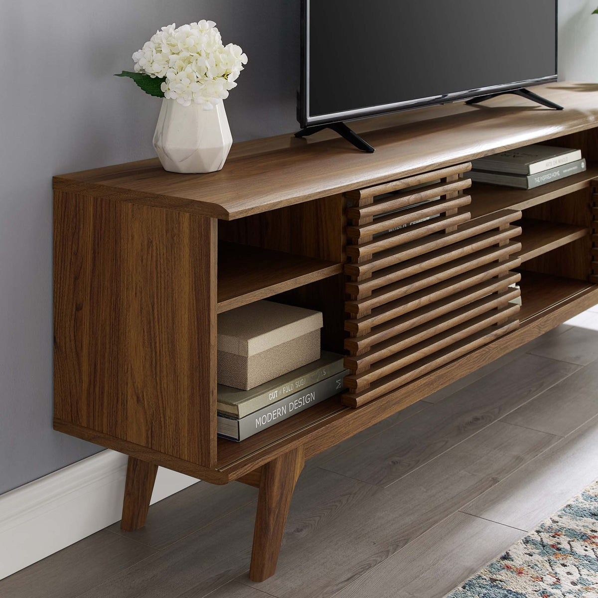 Render 71" Media Console TV Stand - Walnut