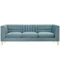 Ingenuity Channel Tufted Performance Velvet Sofa - Light Blue