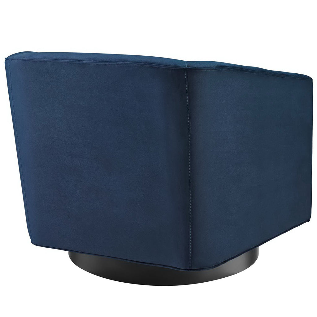 Twist Accent Lounge Performance Velvet Swivel Chair - Midnight Blue