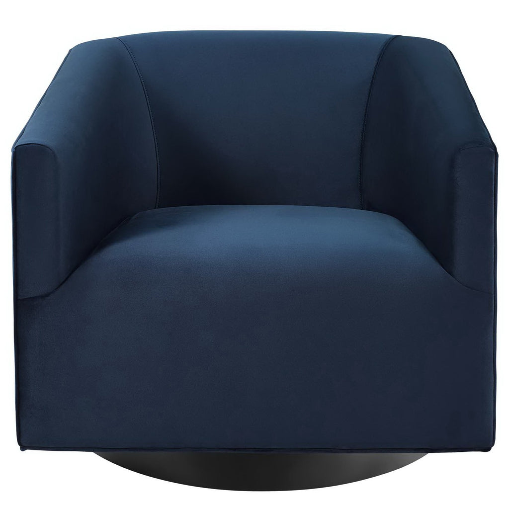 Twist Accent Lounge Performance Velvet Swivel Chair - Midnight Blue