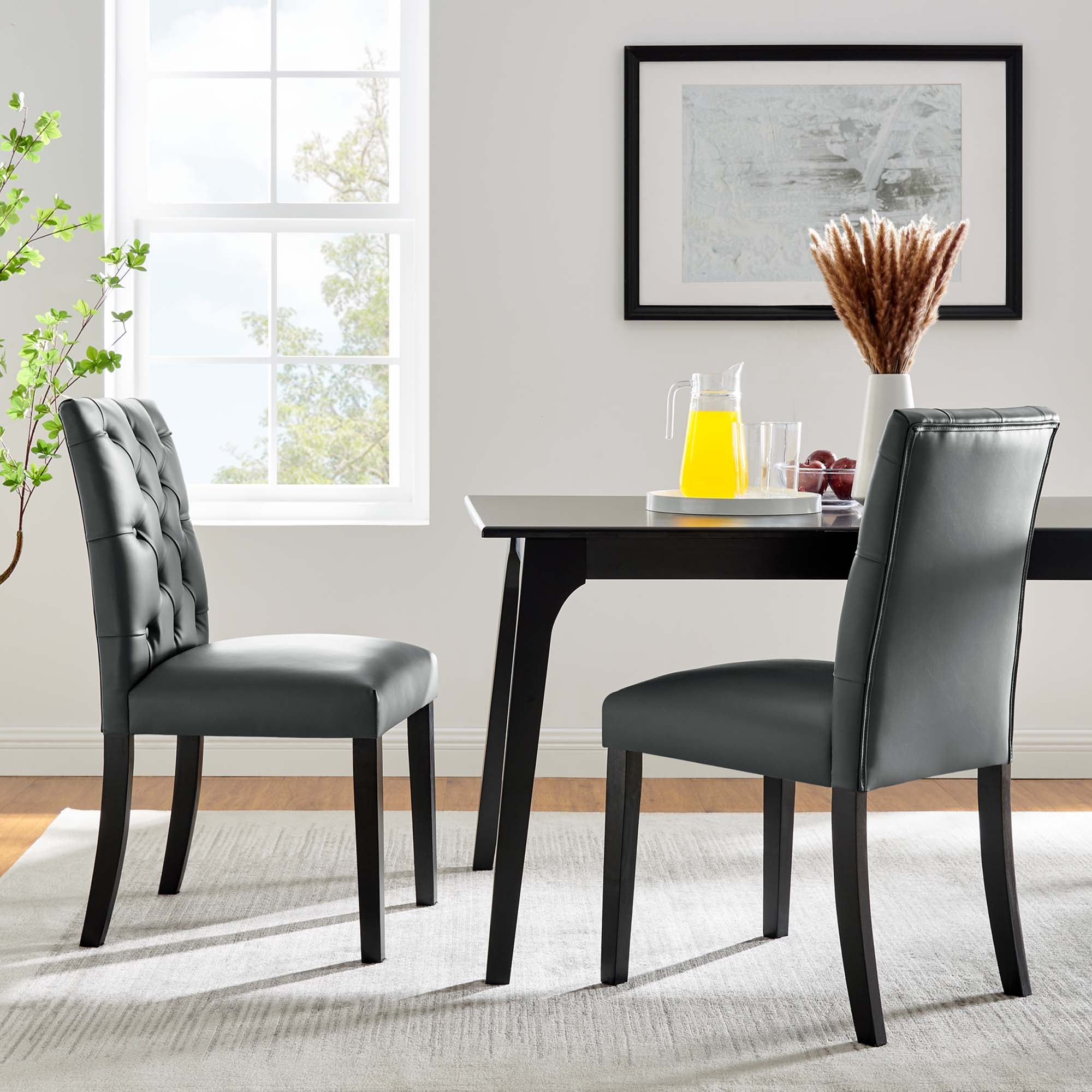 Duchess Vinyl Dining Chair Set of 2 - Gray