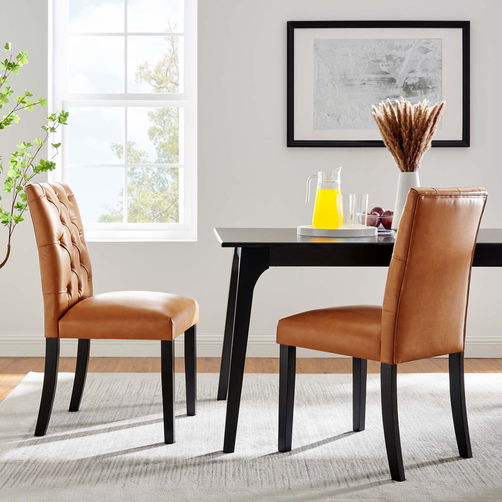 Duchess Vinyl Dining Chair Set of 2 - Tan