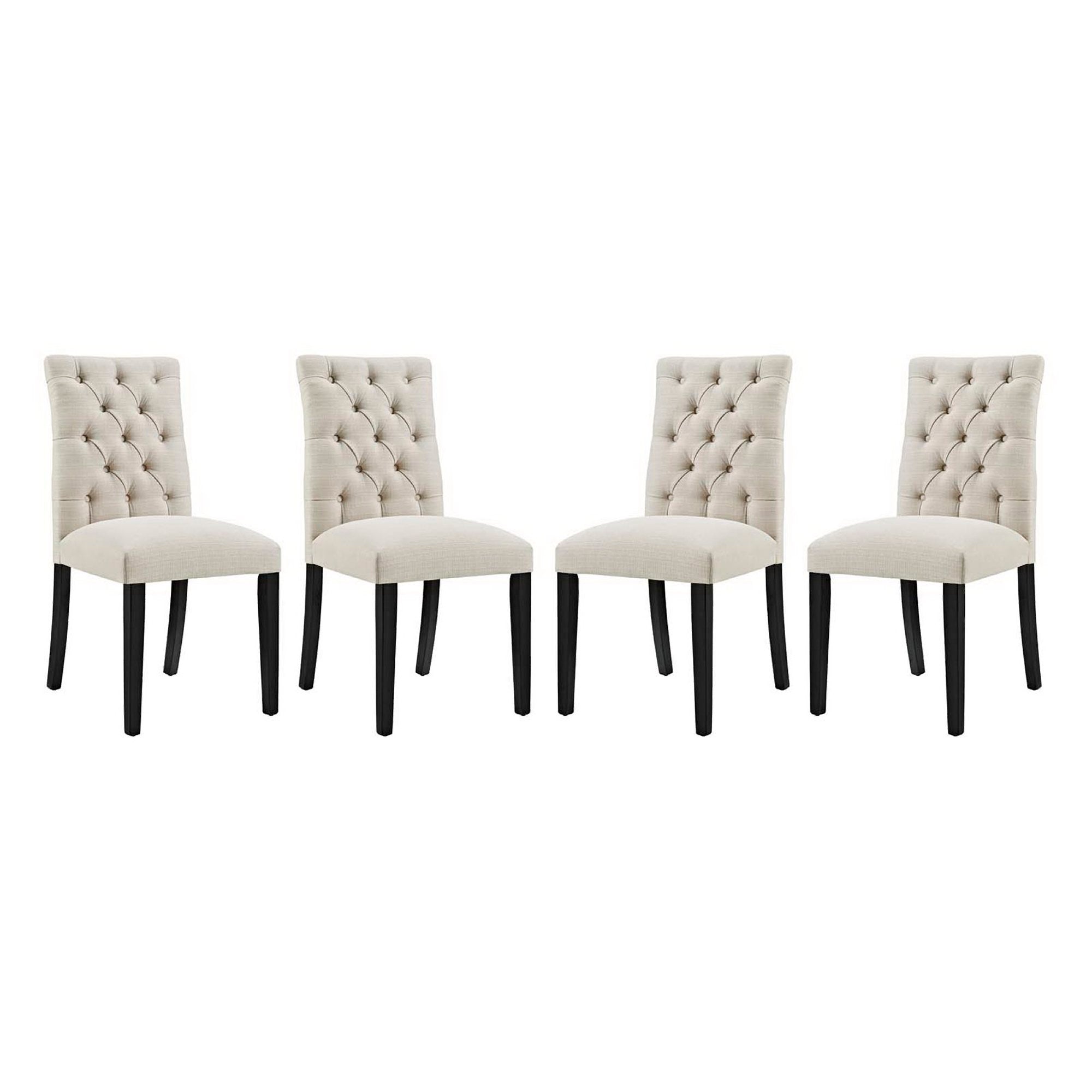 Duchess Fabric Dining Chair Set of 4 - Beige