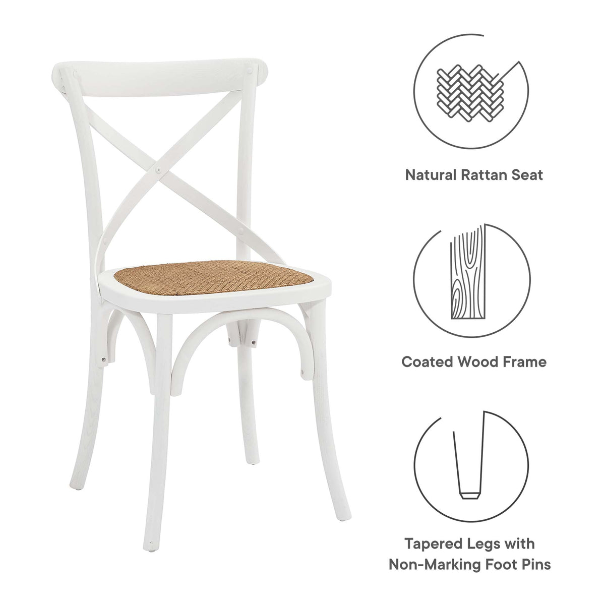 Gear Dining Side Chair Set of 2 - White