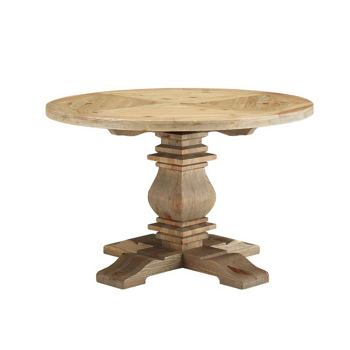 Column 47" Round Pine Wood Dining Table - Brown