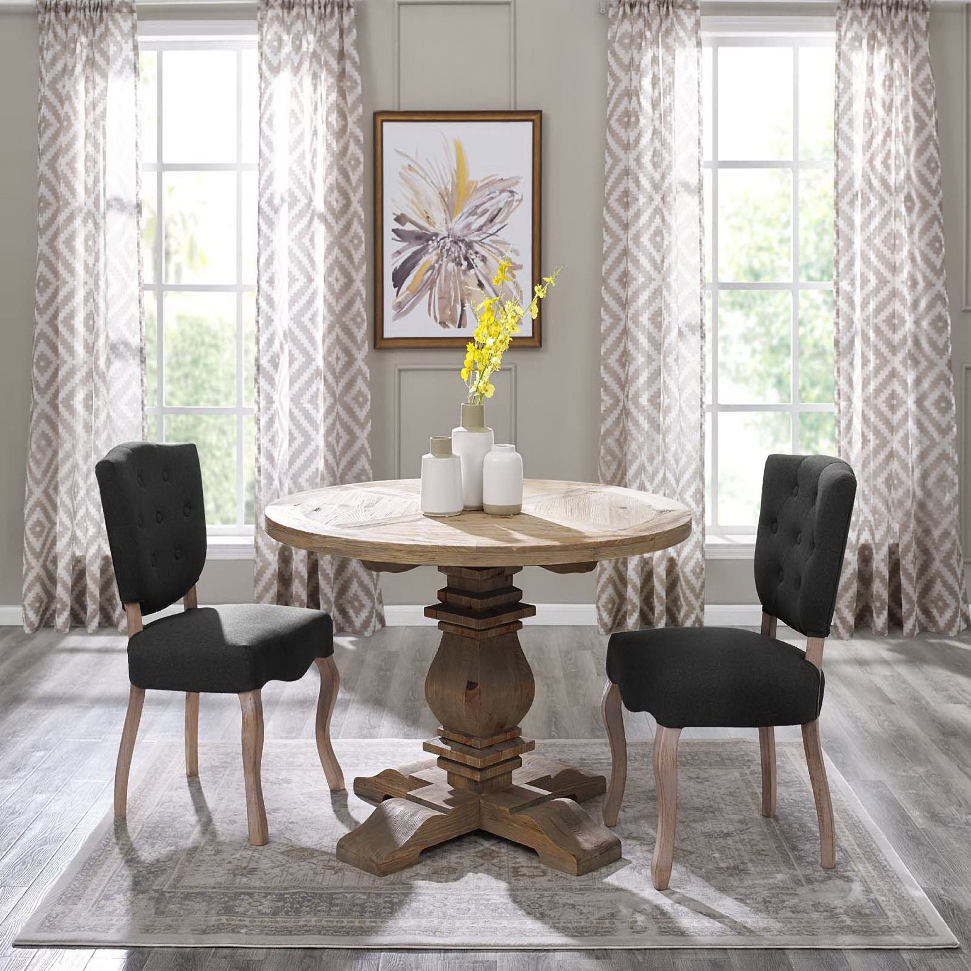 Column 47" Round Pine Wood Dining Table - Brown
