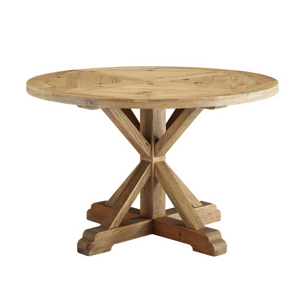 Stitch 47" Round Pine Wood Dining Table - Brown