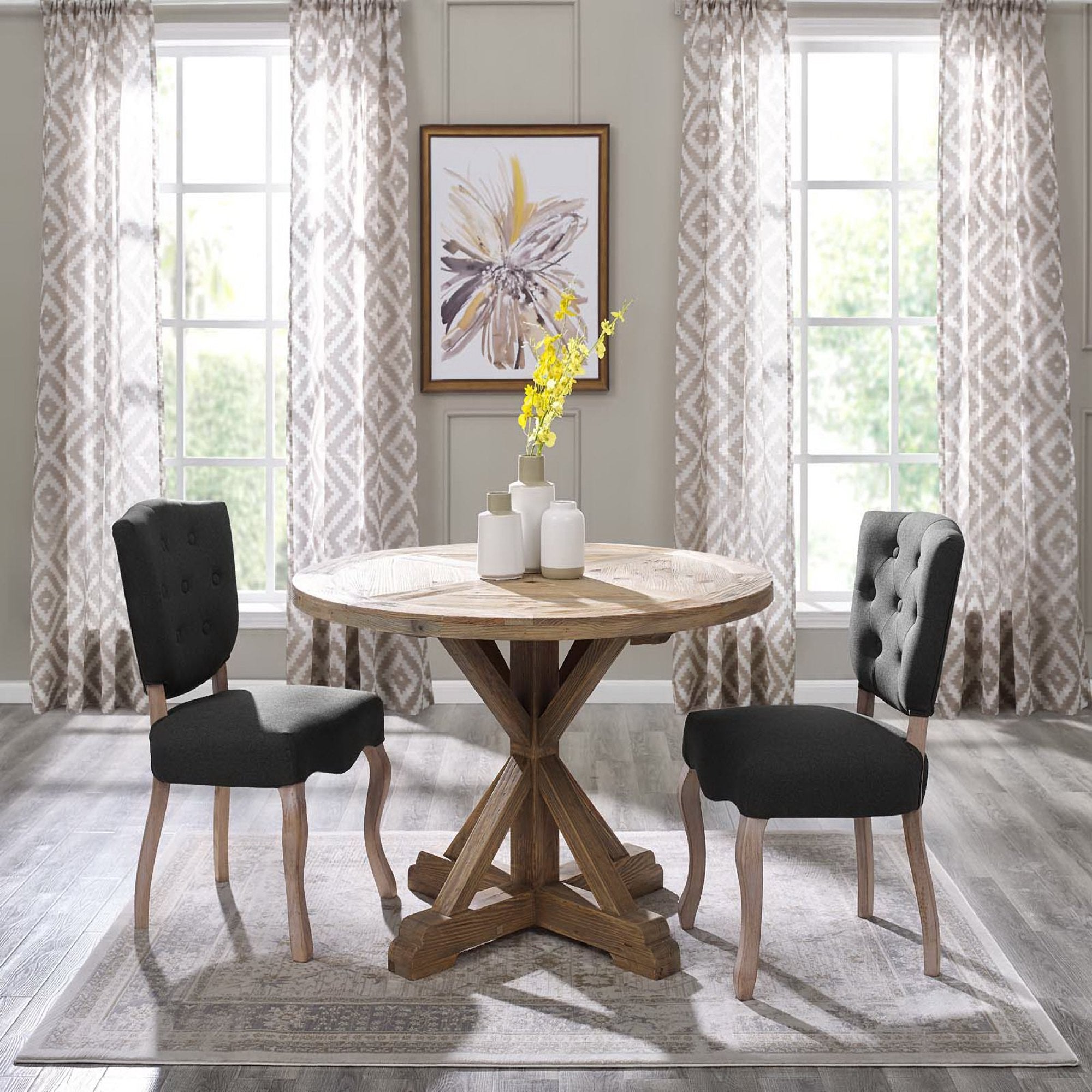 Stitch 47" Round Pine Wood Dining Table - Brown