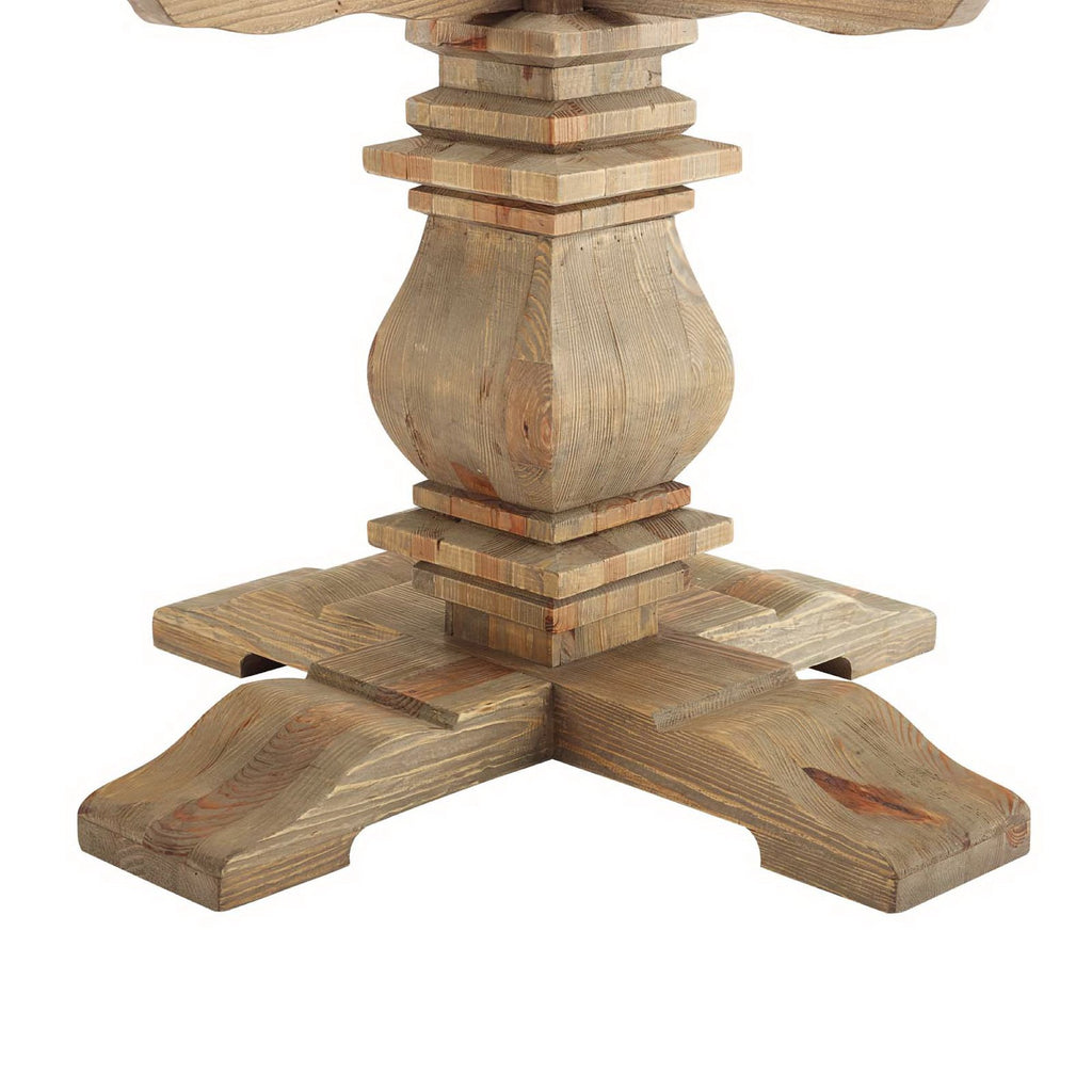 Column 59" Round Pine Wood Dining Table - Brown